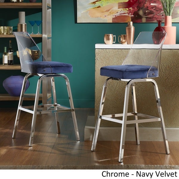 Lennox Velvet Bar Height Swivel Stools (Set of 2) by iNSPIRE Q Bold