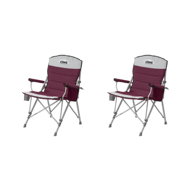 Core 300 Pound Capacity Polyester Padded Arm Chair With Carry Bag Gray 2 Pack