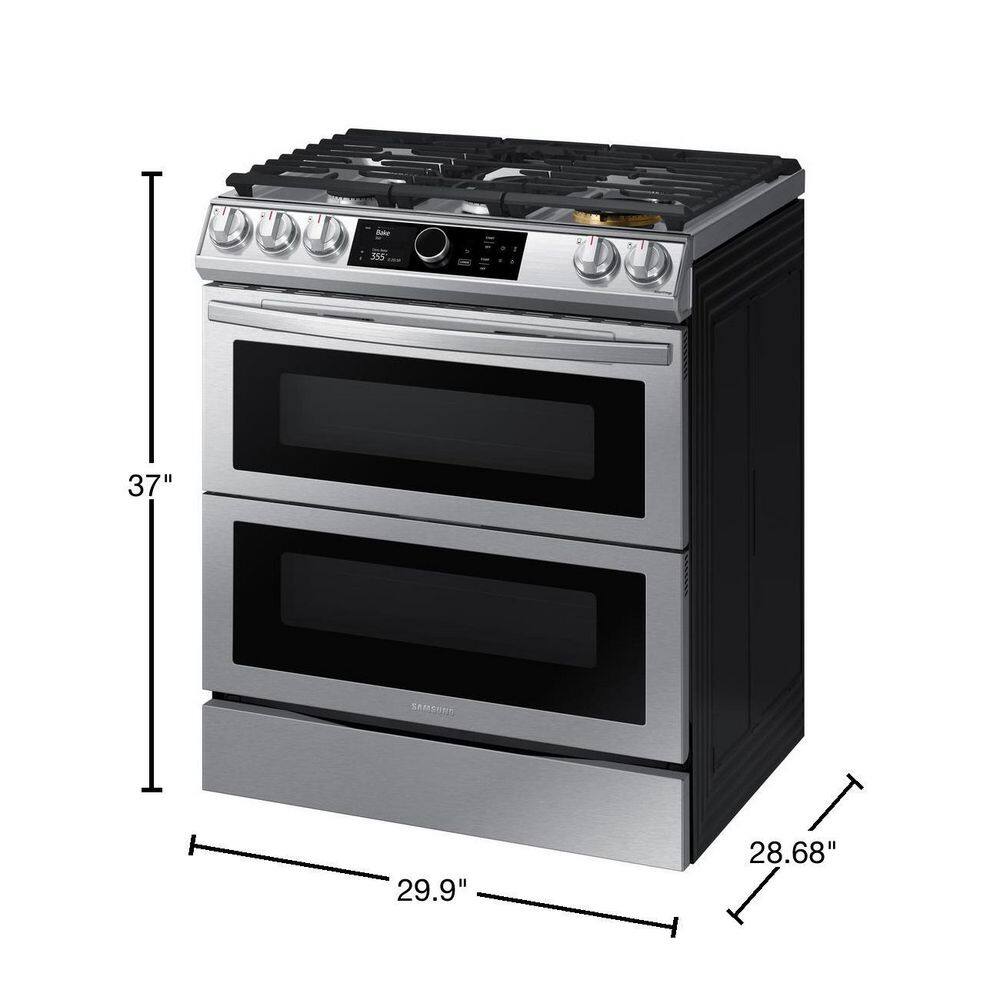  30 in. 6 cu. ft. Flex Duo Slide-in Gas Range with Smart Dial and Air Fry in Fingerprint Resistant Stainless Steel NX60T8751SS