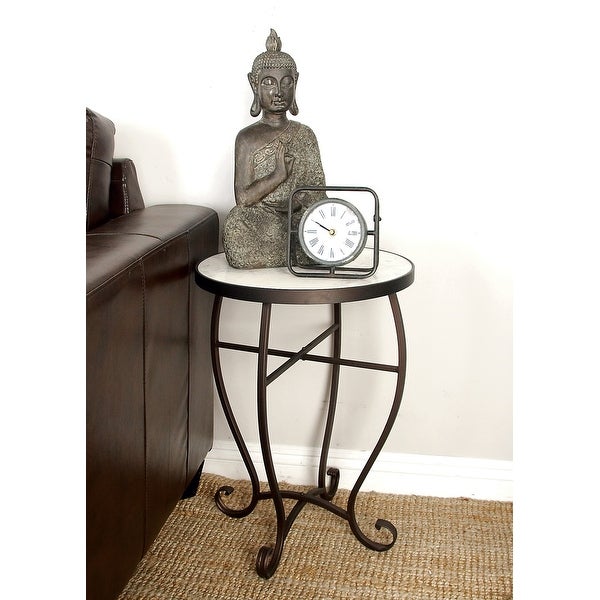 Cream Metal Traditional Accent Table 23 x 16 x 16