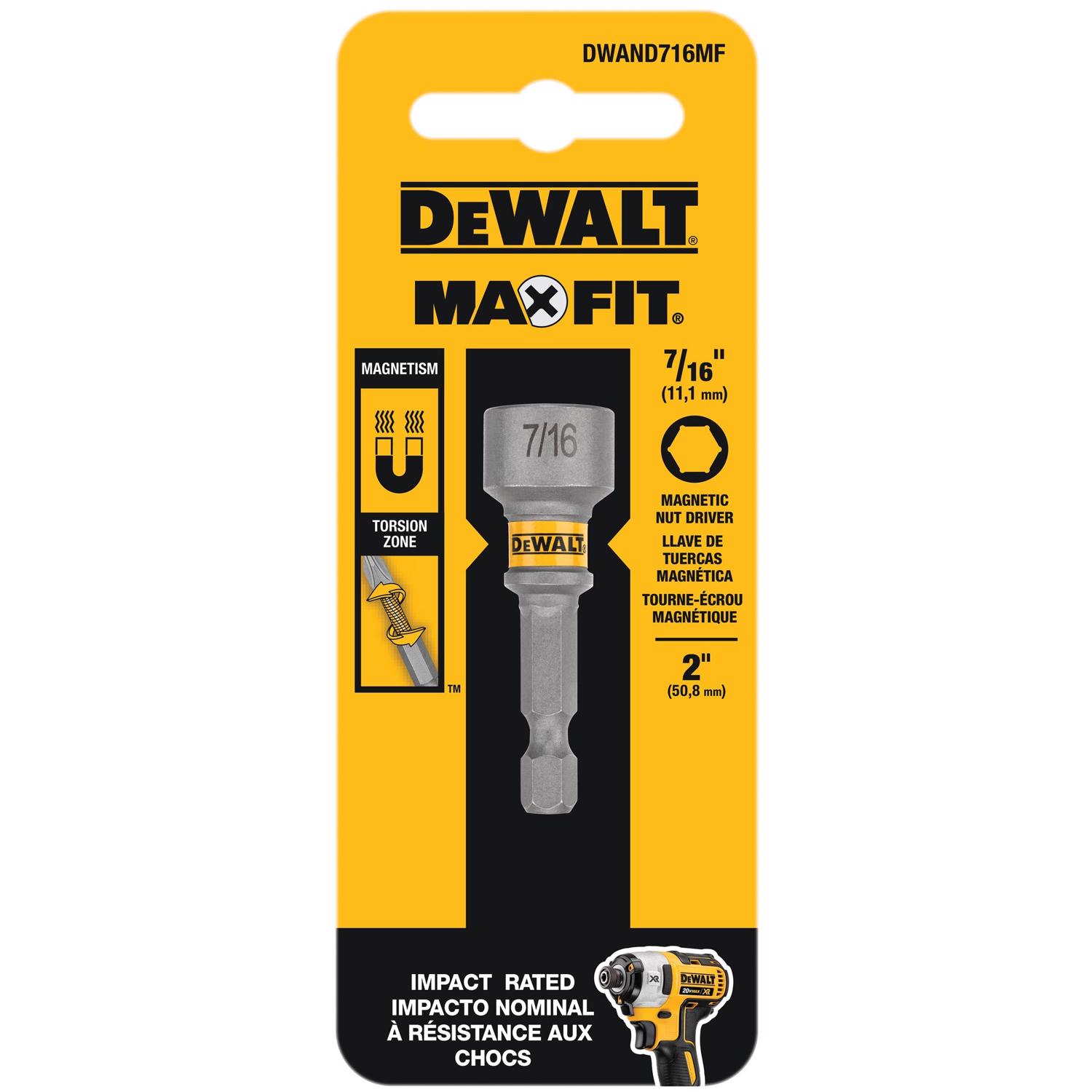 DW Maxfit 7/16 in. X 2 in. L Steel Magnetic Nut Setter 1 pc