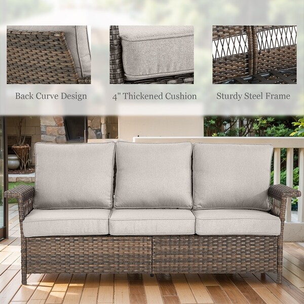 Outdoor Patio Couch Wicker Sofa with Deep Seating