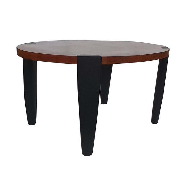 Max 35 Inch Oval Top Coffee Table， Mango Wood， Iron Frame， Brown， Black