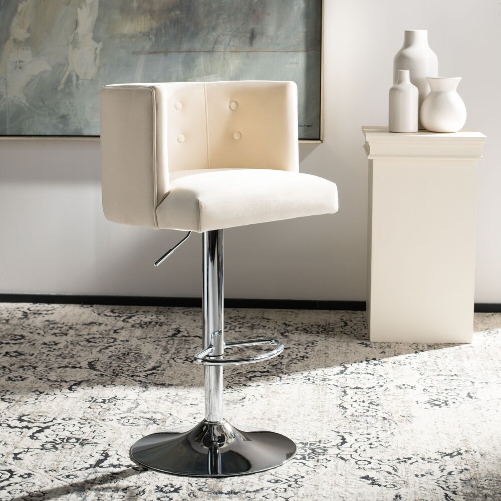 SAFAVIEH Couture Zayna Velvet/ Chrome Adjustable Bar Stool   21.3\