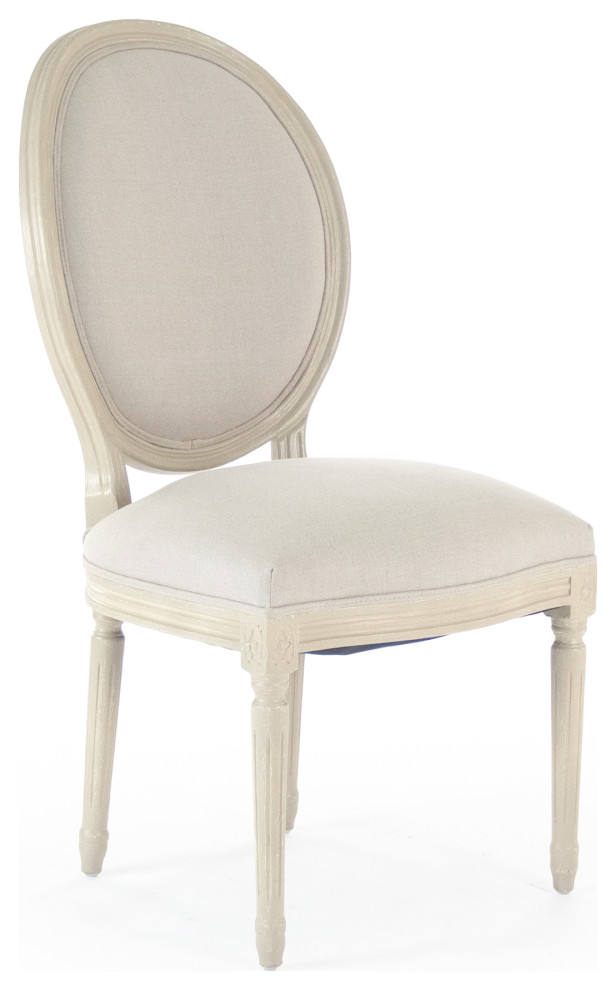 Medallion Side Chair  Natural Linen  Gray Birch   French Country   Dining Chairs   by Zentique  Inc.  Houzz