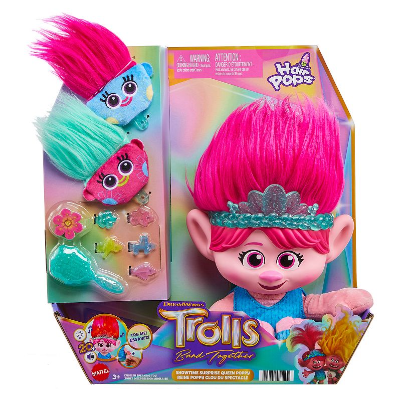 DreamWorks Trolls Band Together Hair Pops Showtime Surprise Queen Poppy Plush