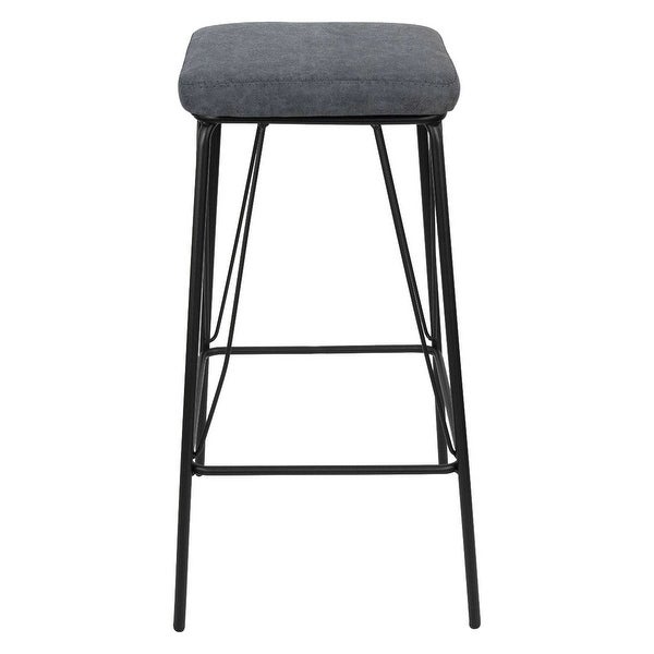 LeisureMod Millard Leather Cushion Barstool With Metal Frame Set of 2 - 30