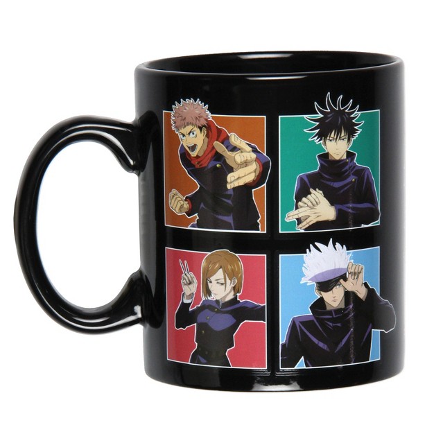 Jujutsu Kaisen Multi Character Grid 16 Oz Ceramic Coffee Mug Tea Cup Black