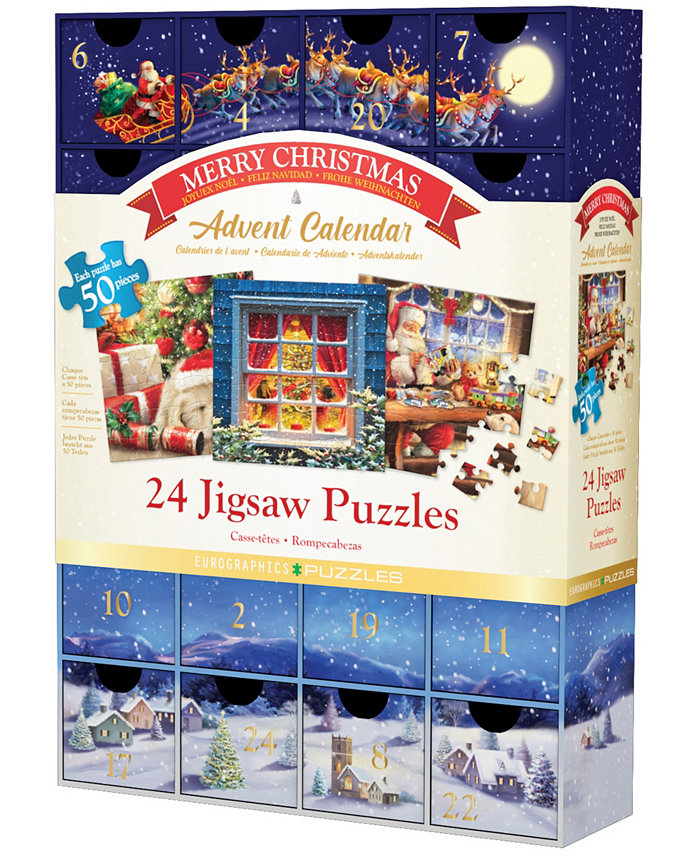 University Games Eurographics Incorporated Merry Christmas Advent Calendar 24 Jigsaw Puzzles  24 x 50 Pieces