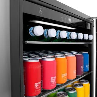 ZLINE Kitchen and Bath Monument 24 in. Single Zone 154-Can Beverage Fridge with LED Lighting in Stainless Steel RBV-US-24