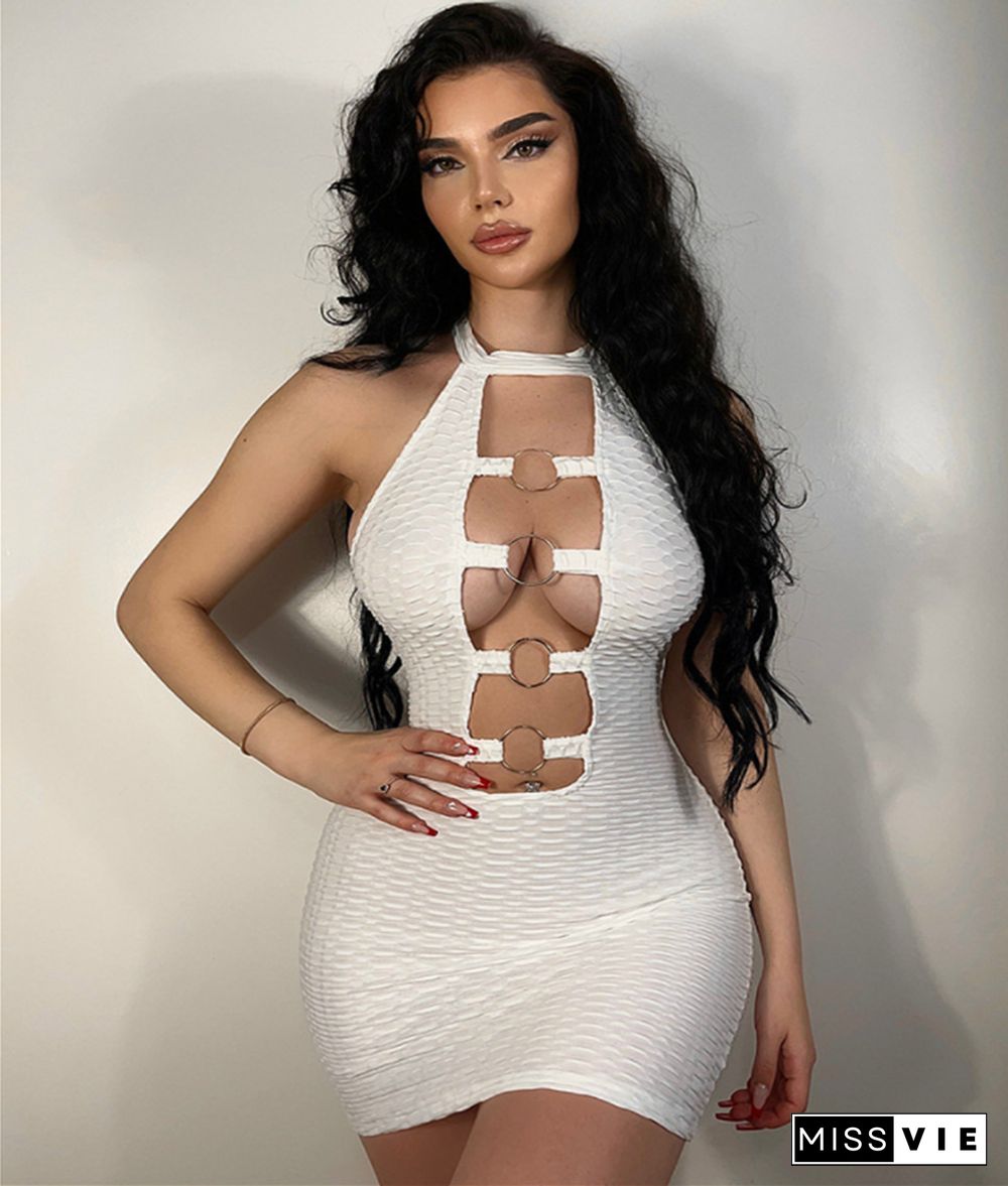 Cut Out Halter Backless Bodycon Night Club Dress