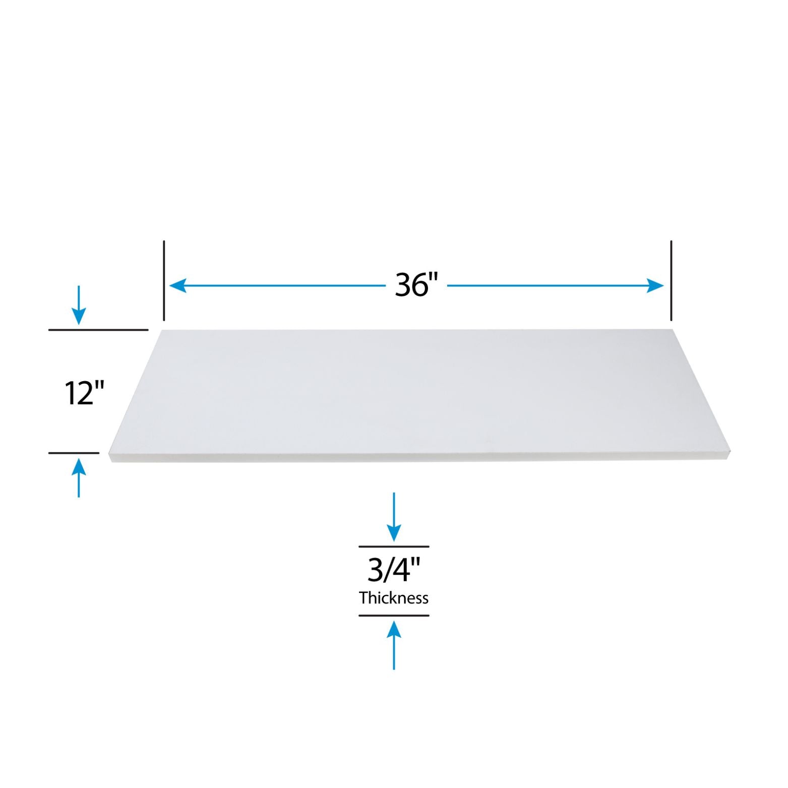 Laminated White Melamine Shelf - 36”L x 12”W