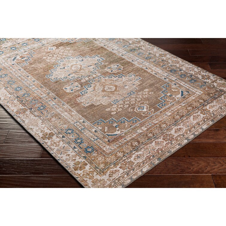 Agalia Machine Washable Oriental Charcoal/Gray Area Rug