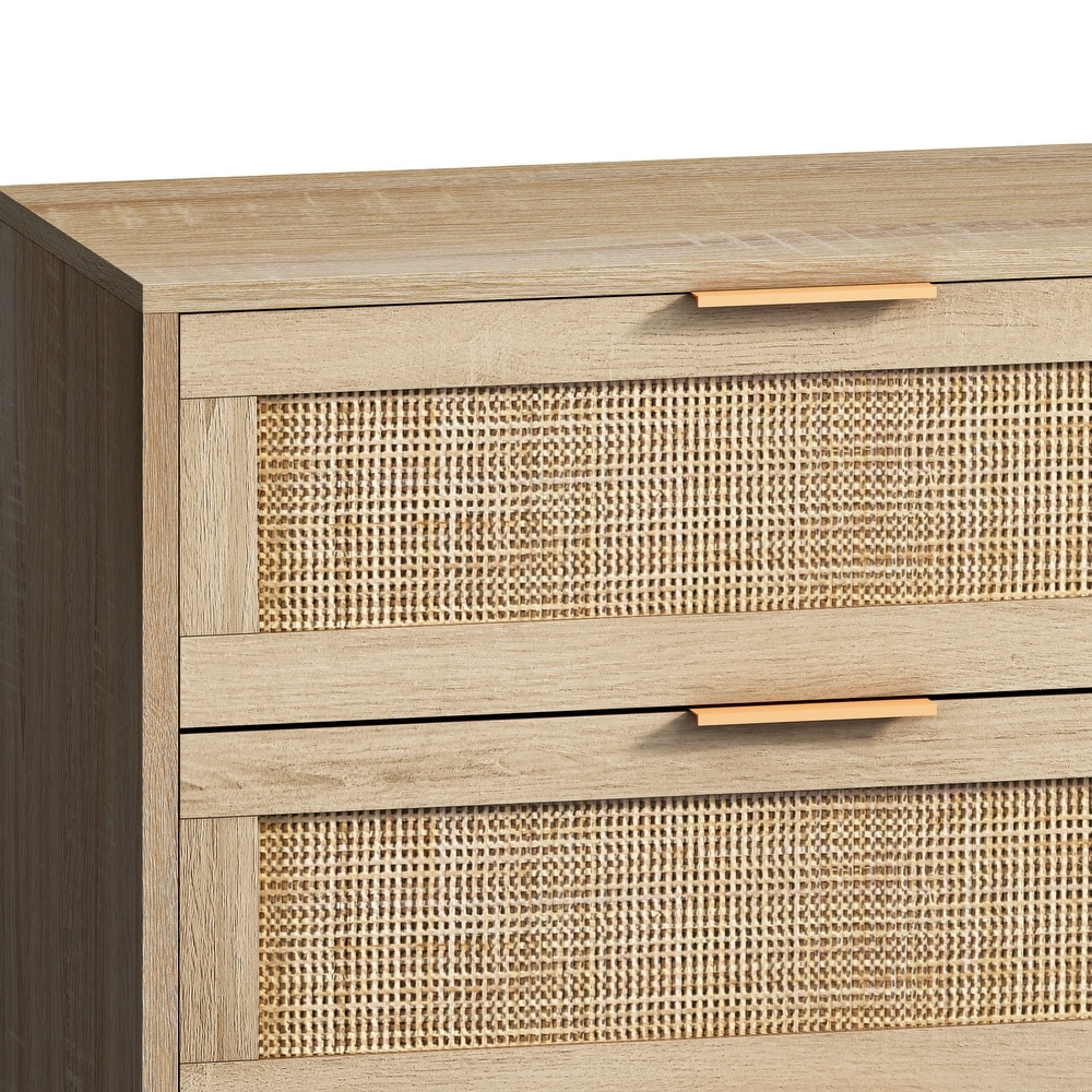 6 Drawers Rattan Storage Cabinet Rattan Drawer for Bedroom