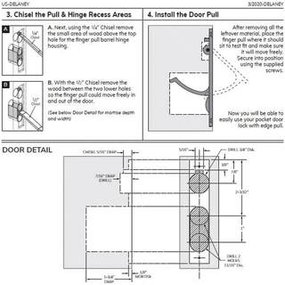 DELANEY HARDWARE Contemporary Square Satin Nickel Bed Bath Privacy Sliding Pocket Door Lock 370109