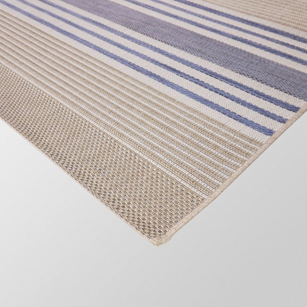 Sand Stripe Outdoor Rug Blue