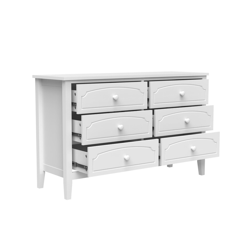 Solid Wood 6 Drawers Dresser Cabinet  Vanity Desk  Makeup Table With Drawers