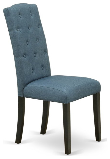 East West Furniture Celina 41 quotFabric Dining Chairs in Black/Blue (Set of 2)   Transitional   Dining Chairs   by Homesquare  Houzz