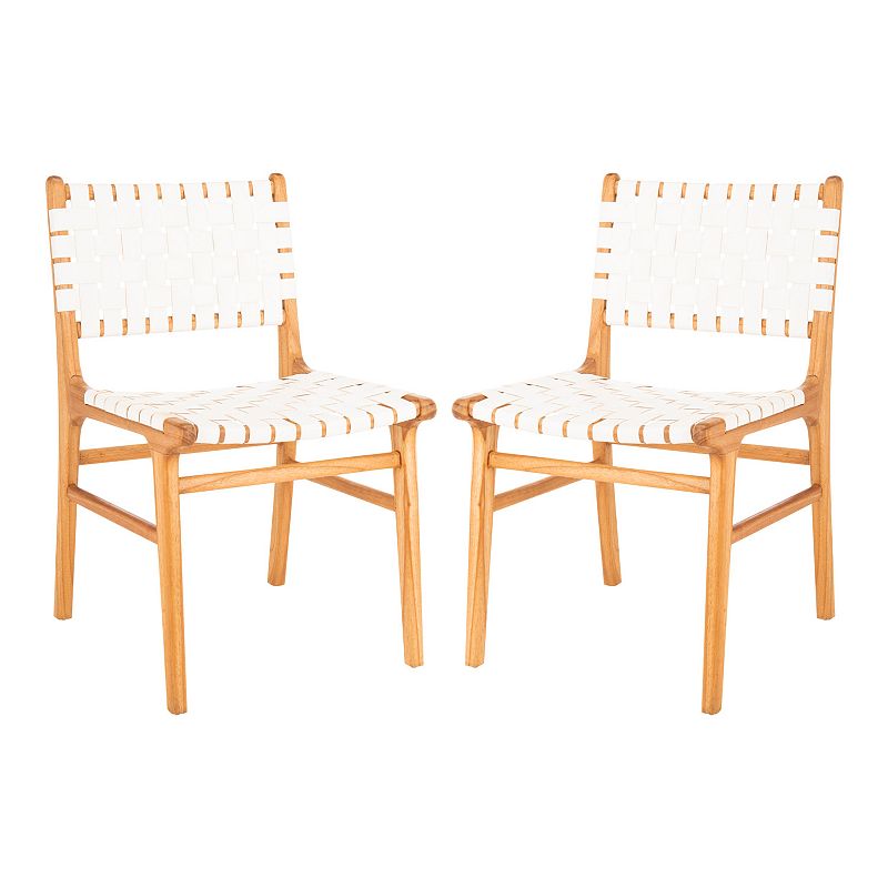 Safavieh Taika Woven Leather Dining Chair 2-Piece Set