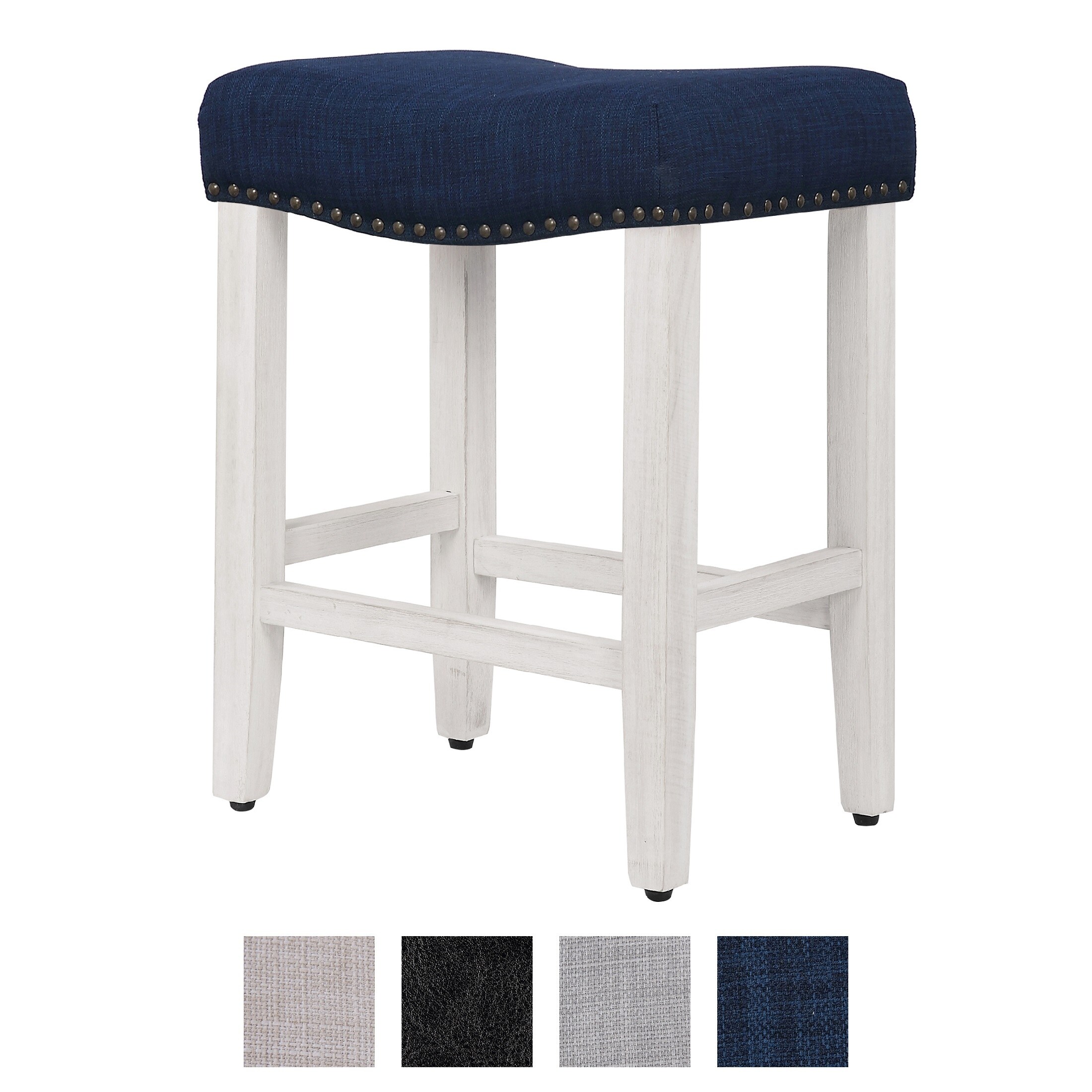 Henley 29-inch Saddle Nailhead Fabric Barstool