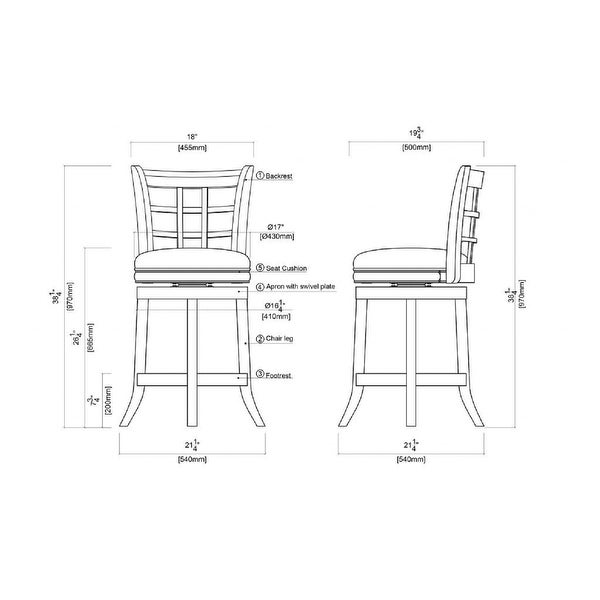 24in. High Back Swivel Wood Counter Stool