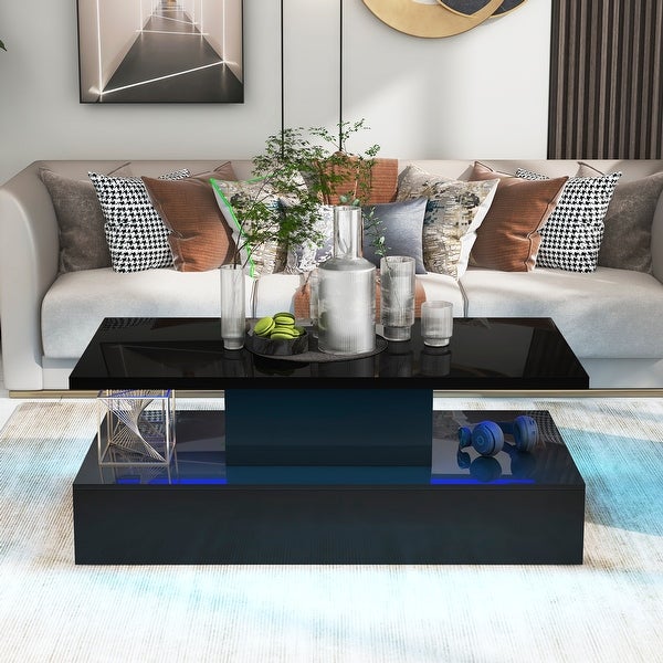 Modern Industrial Design Coffee Table with LED Lighting