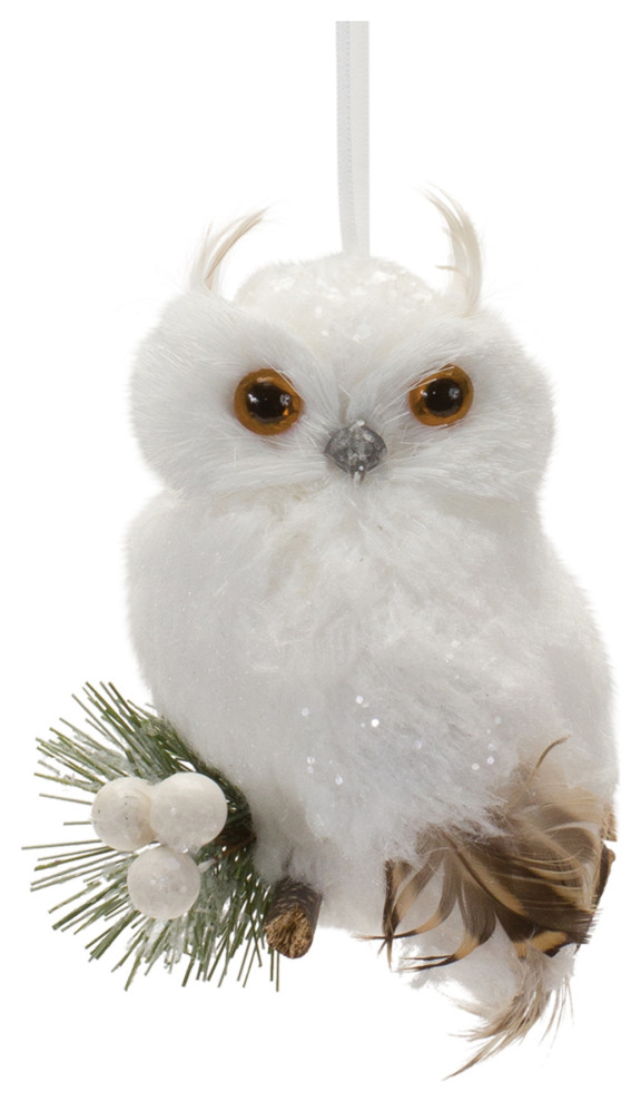 Feathered Owl Ornament  6 Piece Set(   Rustic   Christmas Ornaments   by Melrose International LLC  Houzz