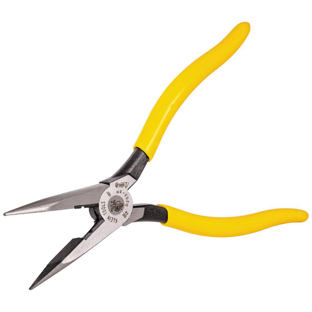 Klein Tools 8 in. Heavy Duty Long Nose Side Cutting Pliers for Wire Stripping D203-8N