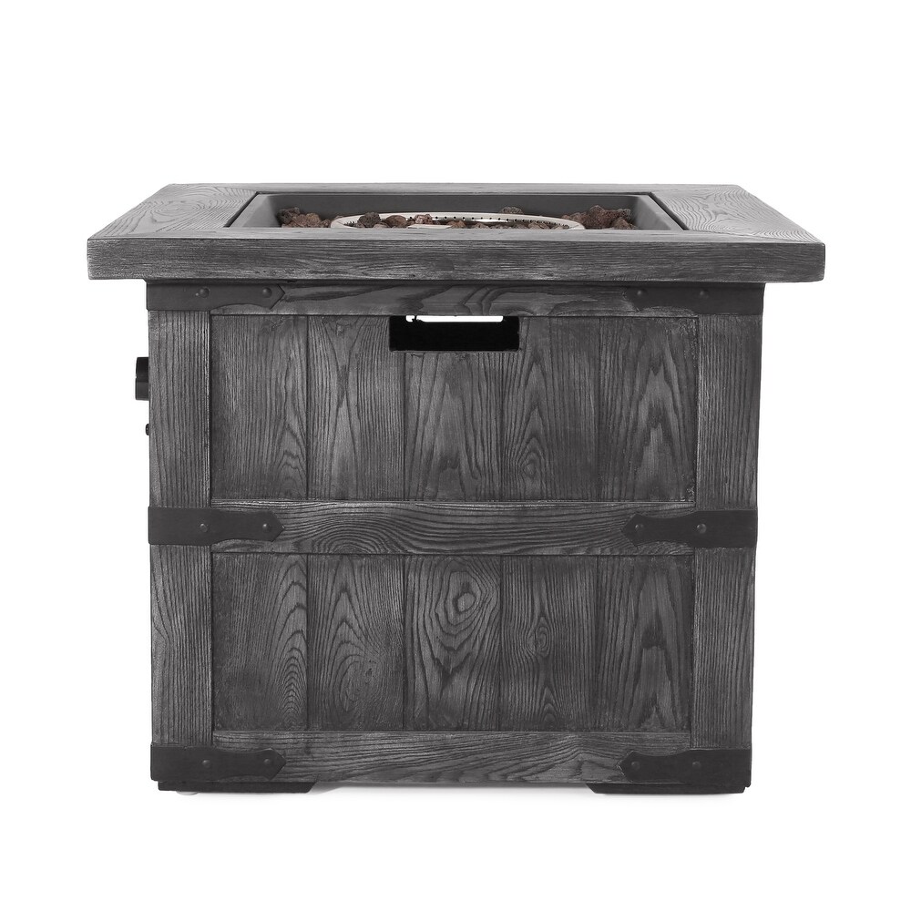 Finethy Outdoor Lightweight Concrete Outdoor 40 000 BTU Square Fire Pit by Christopher Knight Home