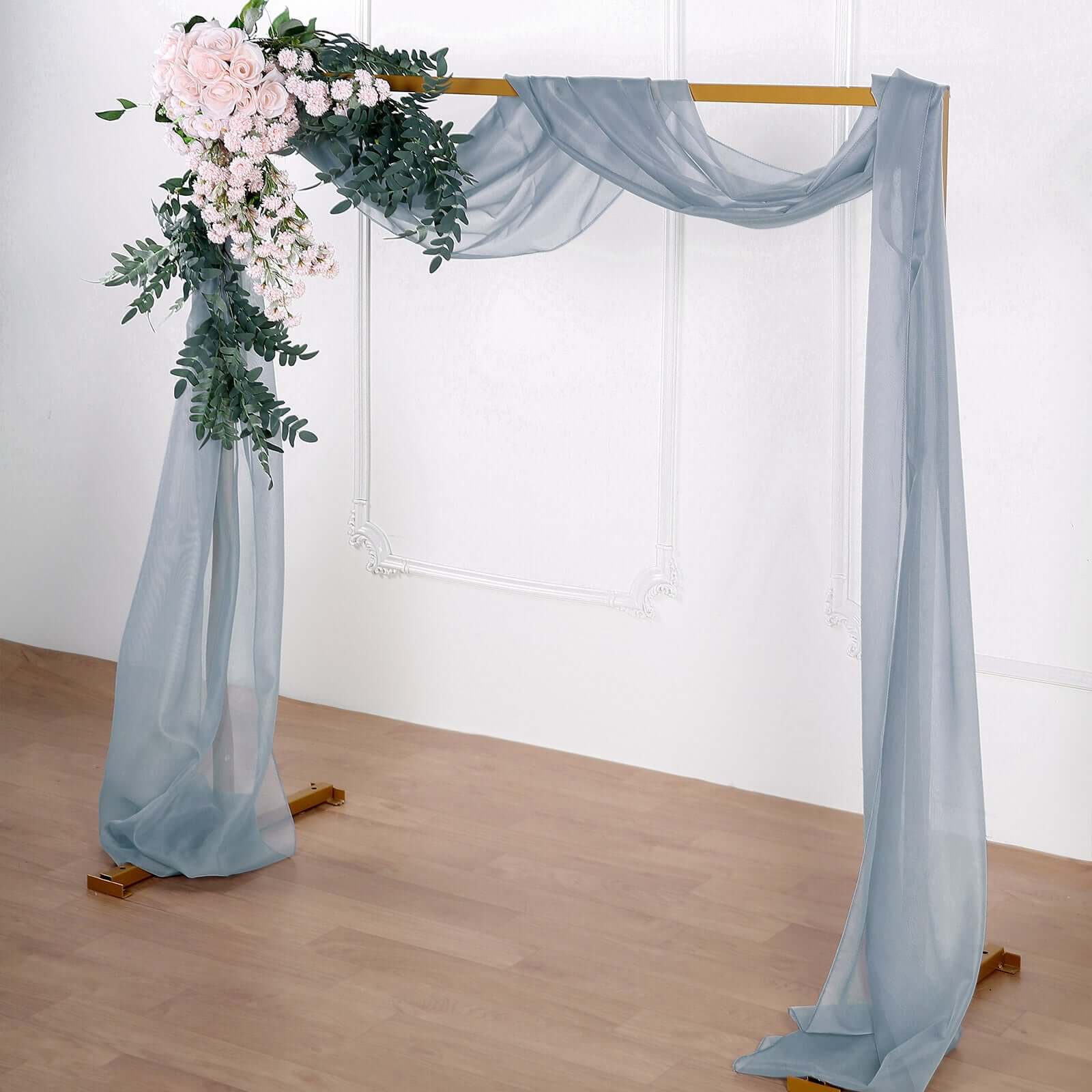 Dusty Blue Sheer Organza Wedding Arch Draping Fabric, Long Curtain Backdrop Window Scarf Valance 18ft