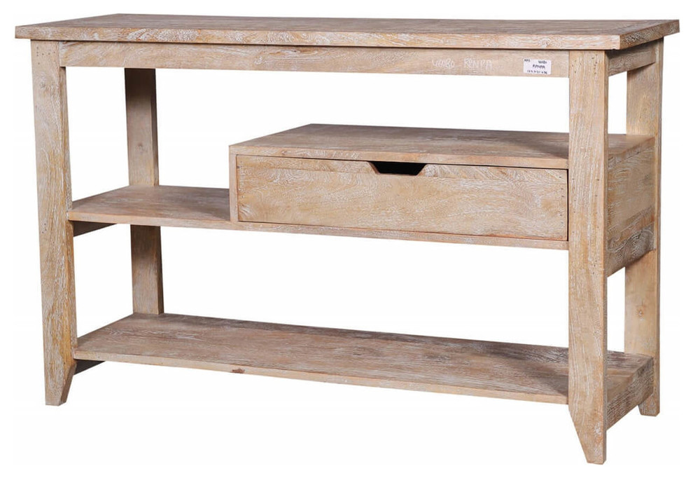 Pelion Shabby Chic Reclaimed Wood Console Hall Table With Drawer   Farmhouse   Console Tables   by Sierra Living Concepts Inc  Houzz