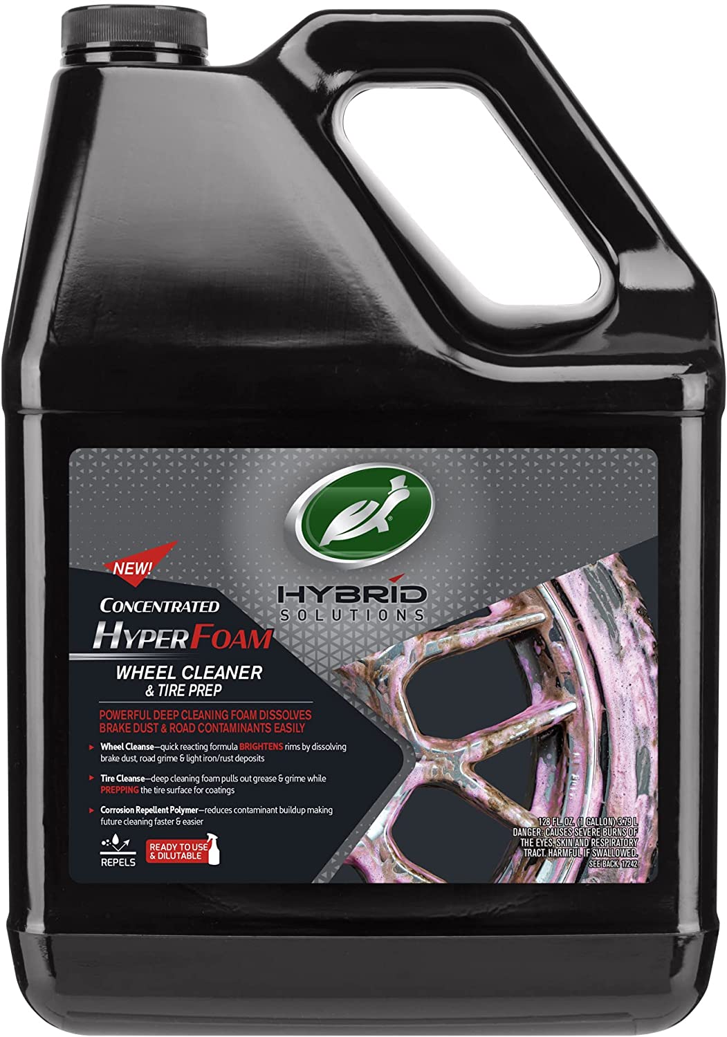 Turtle Wax 53744 Hybrid Solution HyperFoam Wheel Cleaner and Tire Prep， 1 Gallon