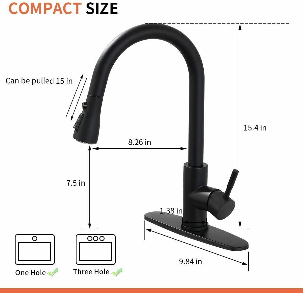 Black Touch On Sensor Kitchen Sink Faucet Pull Out Side Sprayer with Cover