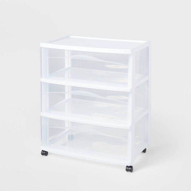 3 Drawer Wide Cart White