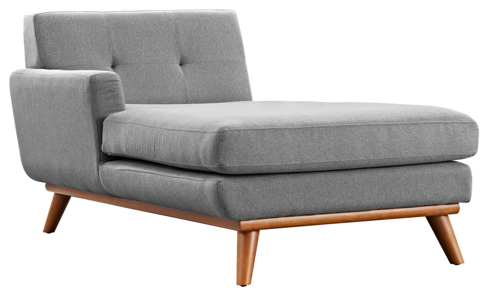 Engage Left Facing Upholstered Fabric Chaise   Midcentury   Indoor Chaise Lounge Chairs   by GwG Outlet  Houzz