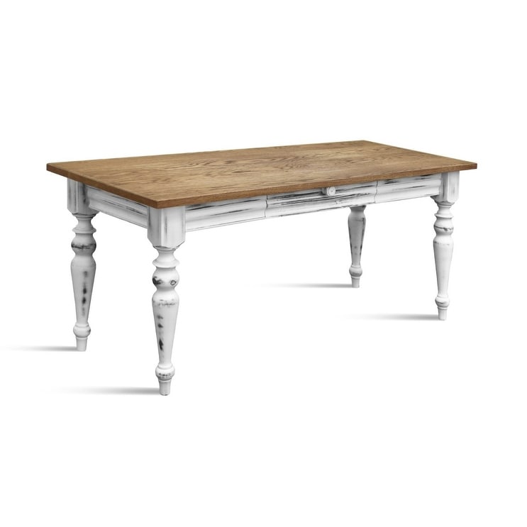 LYON Solid Wood Dining Table   Rustic Wood/White