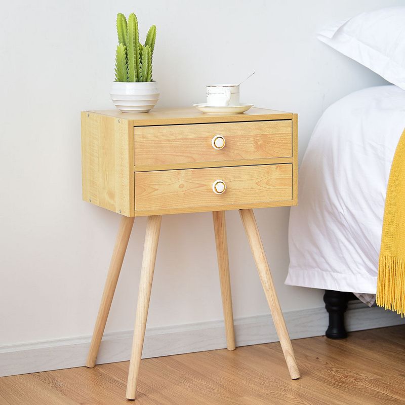 Mid Century Modern 2 Drawers Nightstand