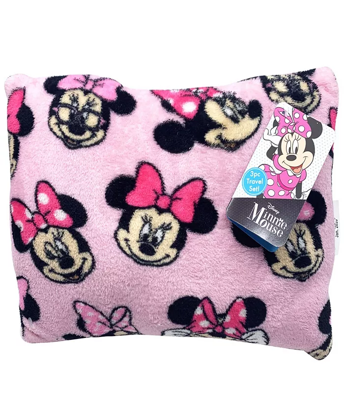 Disney Minnie Mouse 3-Pc. Travel Throw， Pillow， and Pillow Buddy Set