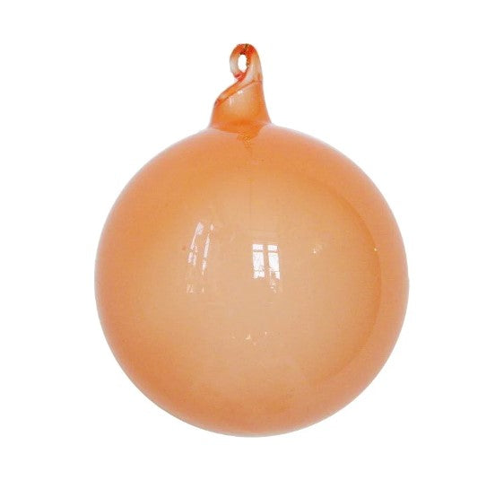 3 Peach Bubblegum Glass Ornament Box Of 6