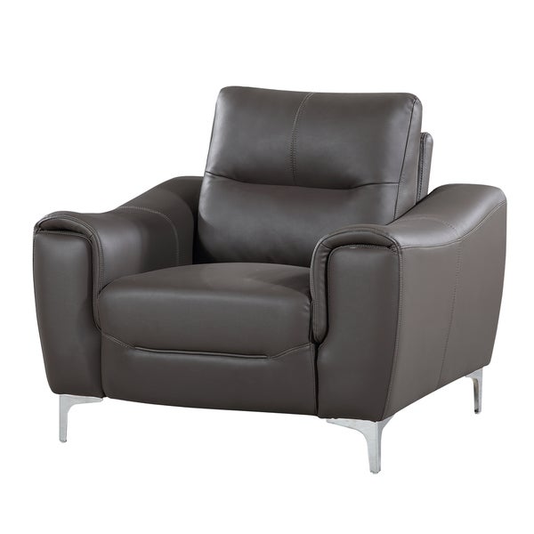 Strick and Bolton Vicente Modern-style Grey Leather Gel Upholstered Living Room Chair