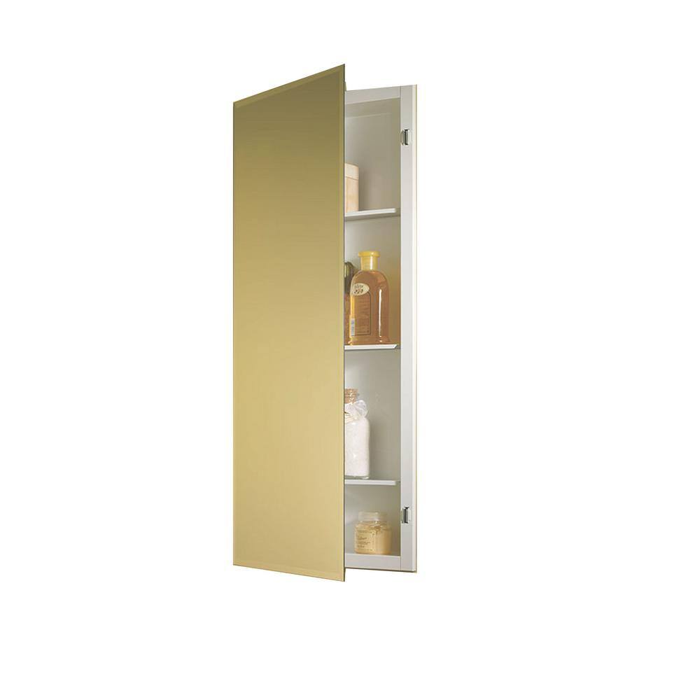 JENSEN Horizon 16 in. W x 36 in. H x 4-12 in. D Frameless Recessed 3-Shelf Bathroom Medicine Cabinet with Beveled Edge 868P34WHX