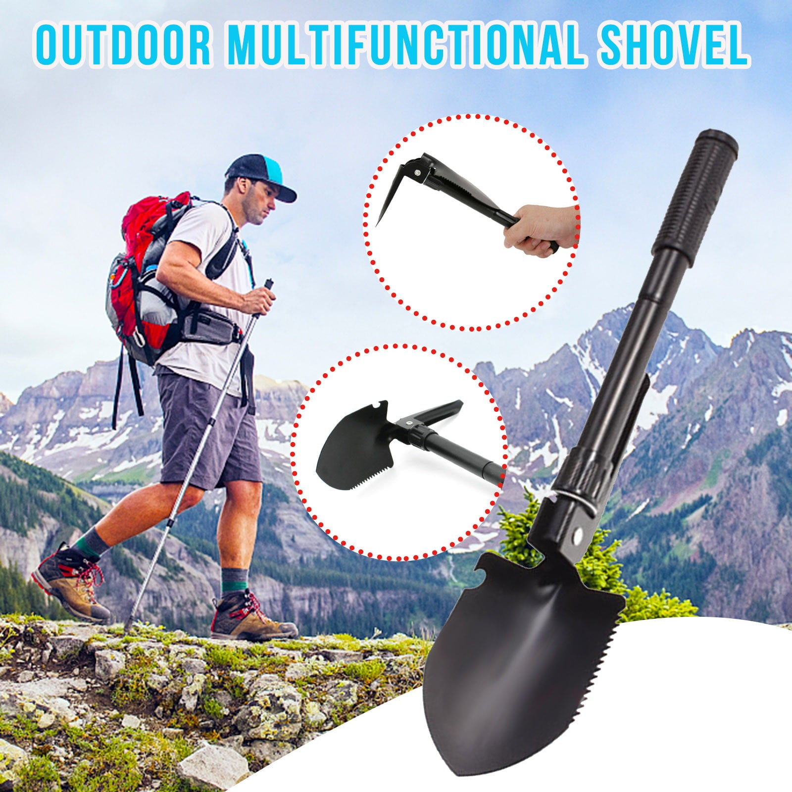 Mnycxen Portable Folding Garden Tool Shovel for Planting Flowers Small Shovel