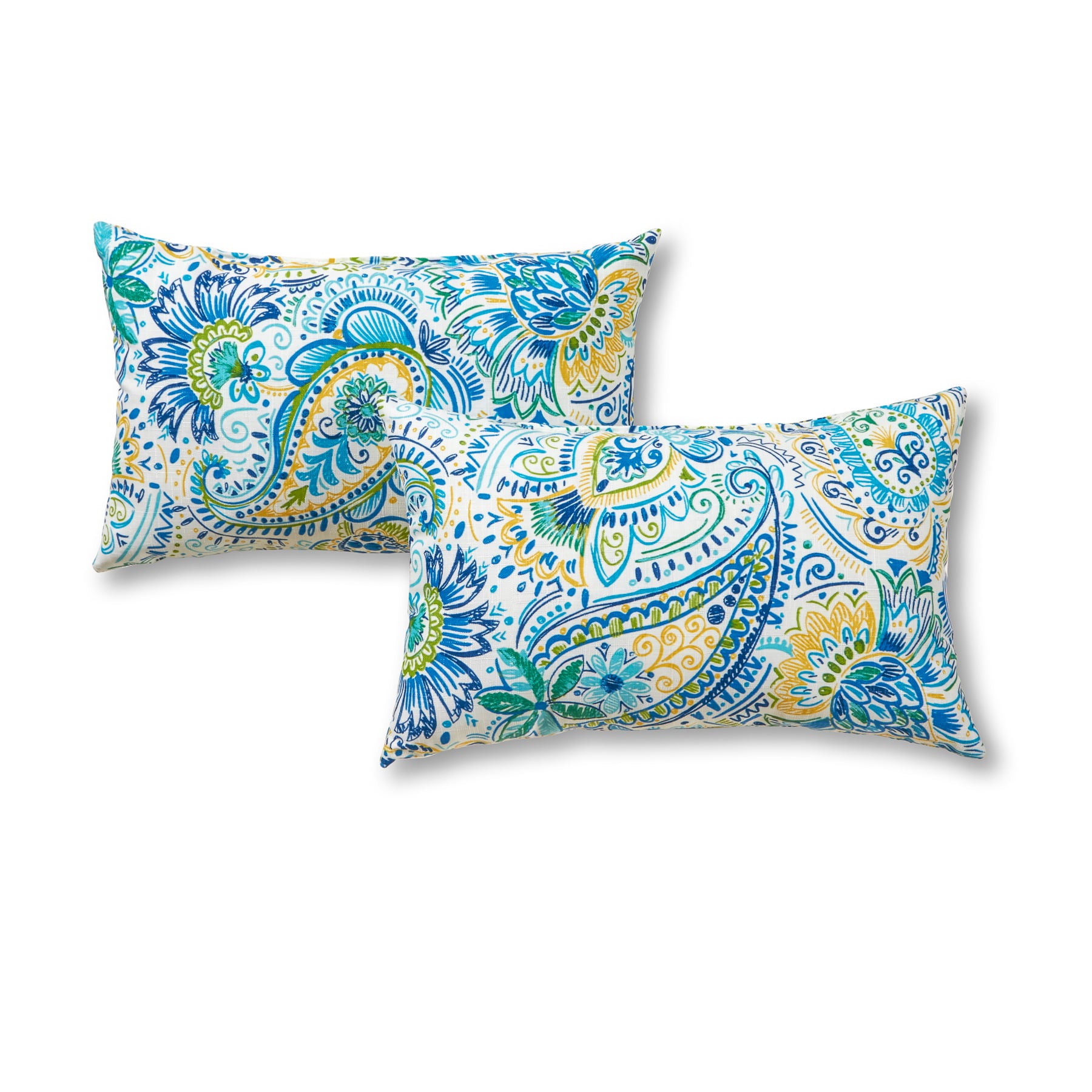 Baltic Blue Paisley 19 x 12 in. Outdoor Rectangle Throw Pillow (Set of 2) by Greendale Home Fashions