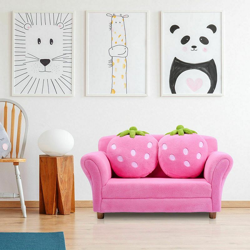 Kids Strawberry Armrest Chair Sofa-Pink