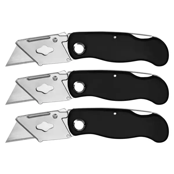 Performance Tool Project Pro 3-Pack Folding Utility Knives with 10 Blades