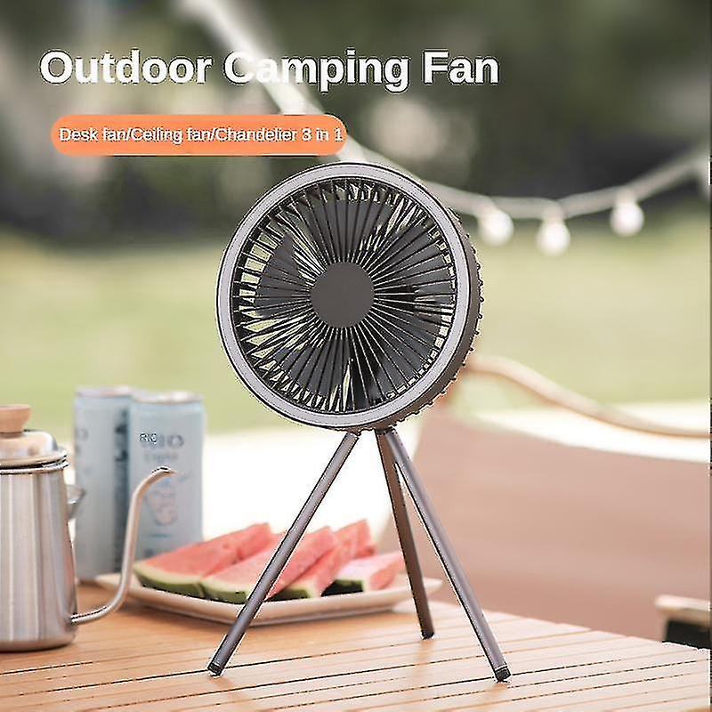 Portable Outdoor Camping Fan Rechargeable Multifunctional Mini Fan Led Light Tripod Stand Desktop Fan