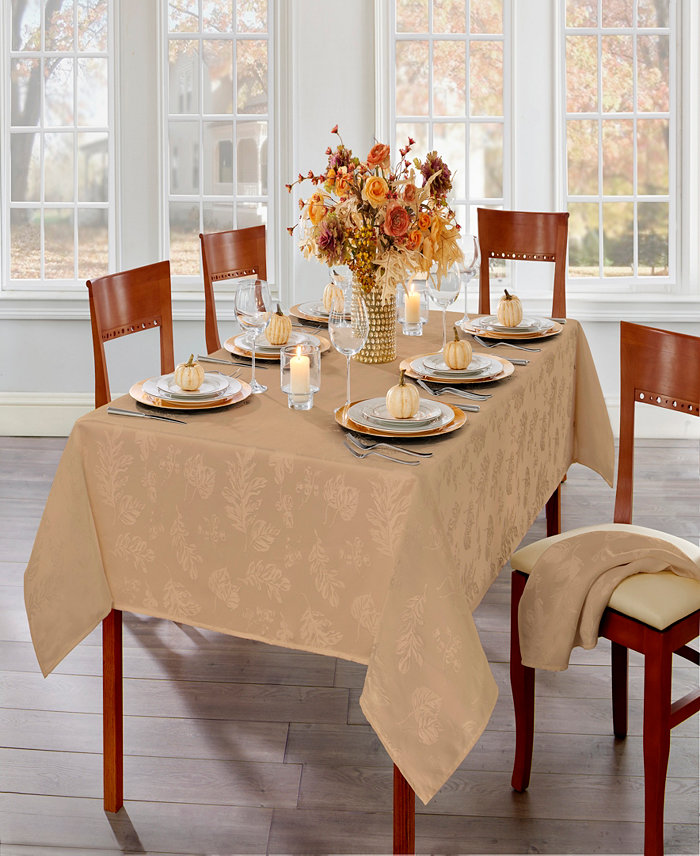 Elrene Elegant Woven Leaves Jacquard Damask Tablecloth 60 x 120