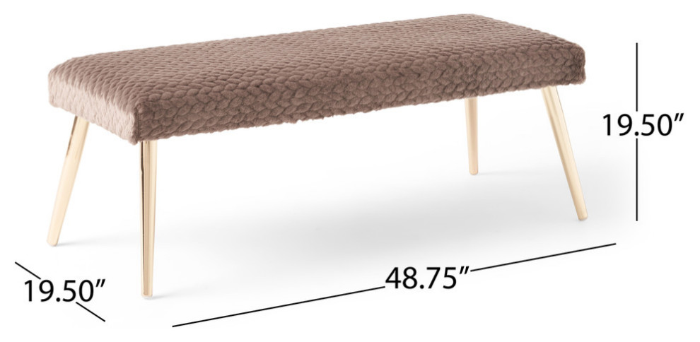 Indira Patterned Faux Fur Bench   Midcentury   Upholstered Benches   by GDFStudio  Houzz