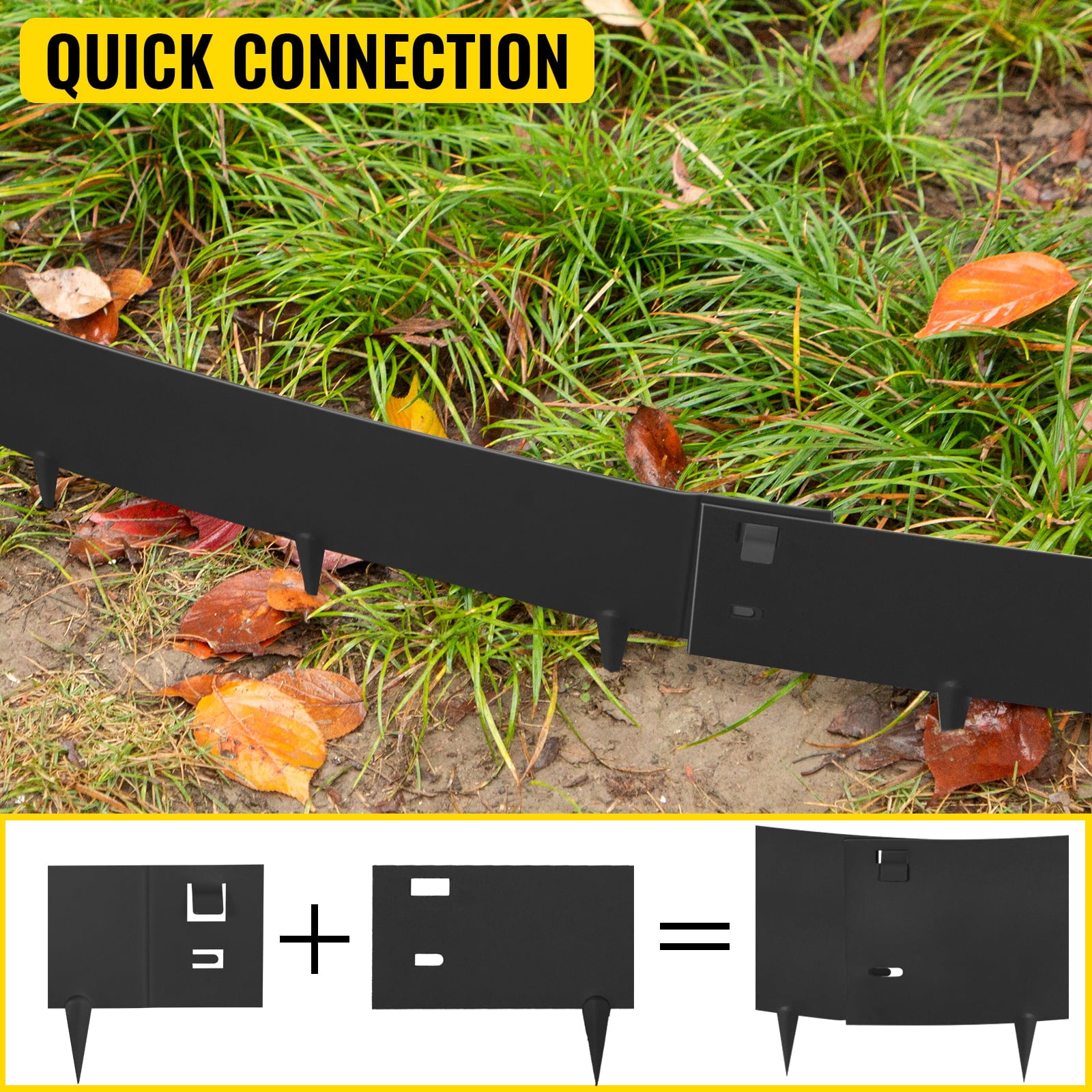 BENTISM Steel Lawn Edging Metal Landscape Edging 5PCS 4"x39" Black Garden Border