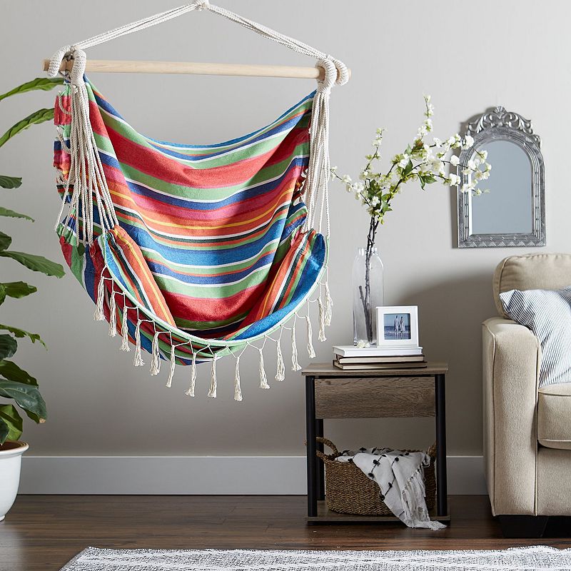 Actifo Hammock Chair with Tassel Fringe - Colorful Stripes